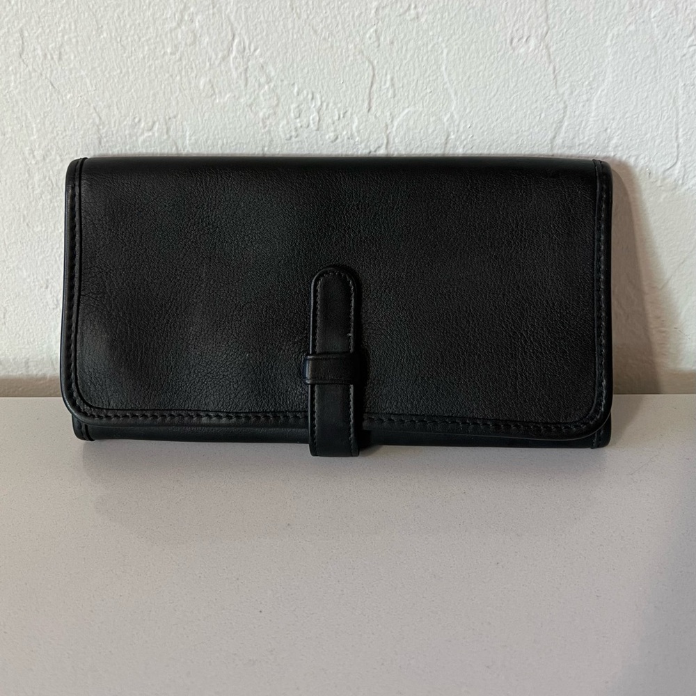 Coach Vintage Genuine Black Leather Trifold Jewelry Travel Case - Picture 2 of 11